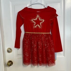 Cat and Jack dress, red/ metallic gold 6/7 new